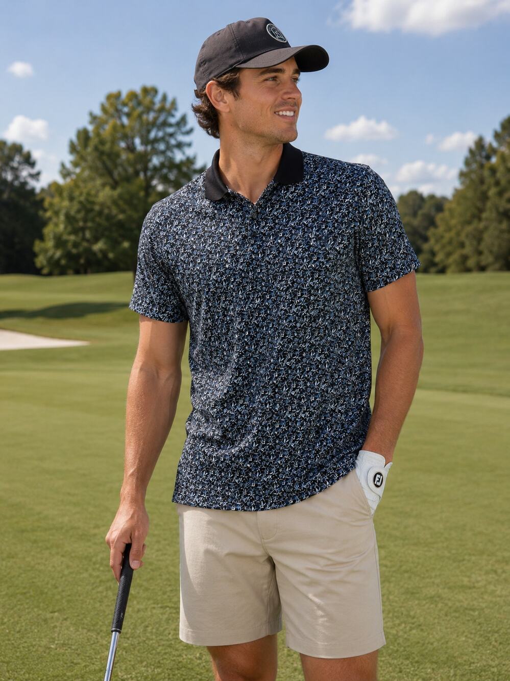 All in motion blue floral polo large